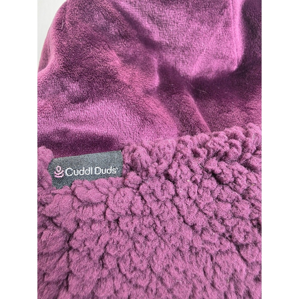 Cuddl Duds Purple Velvet Faux Fur Sherpa Lined Beanie Hat OS Academia Minimalist